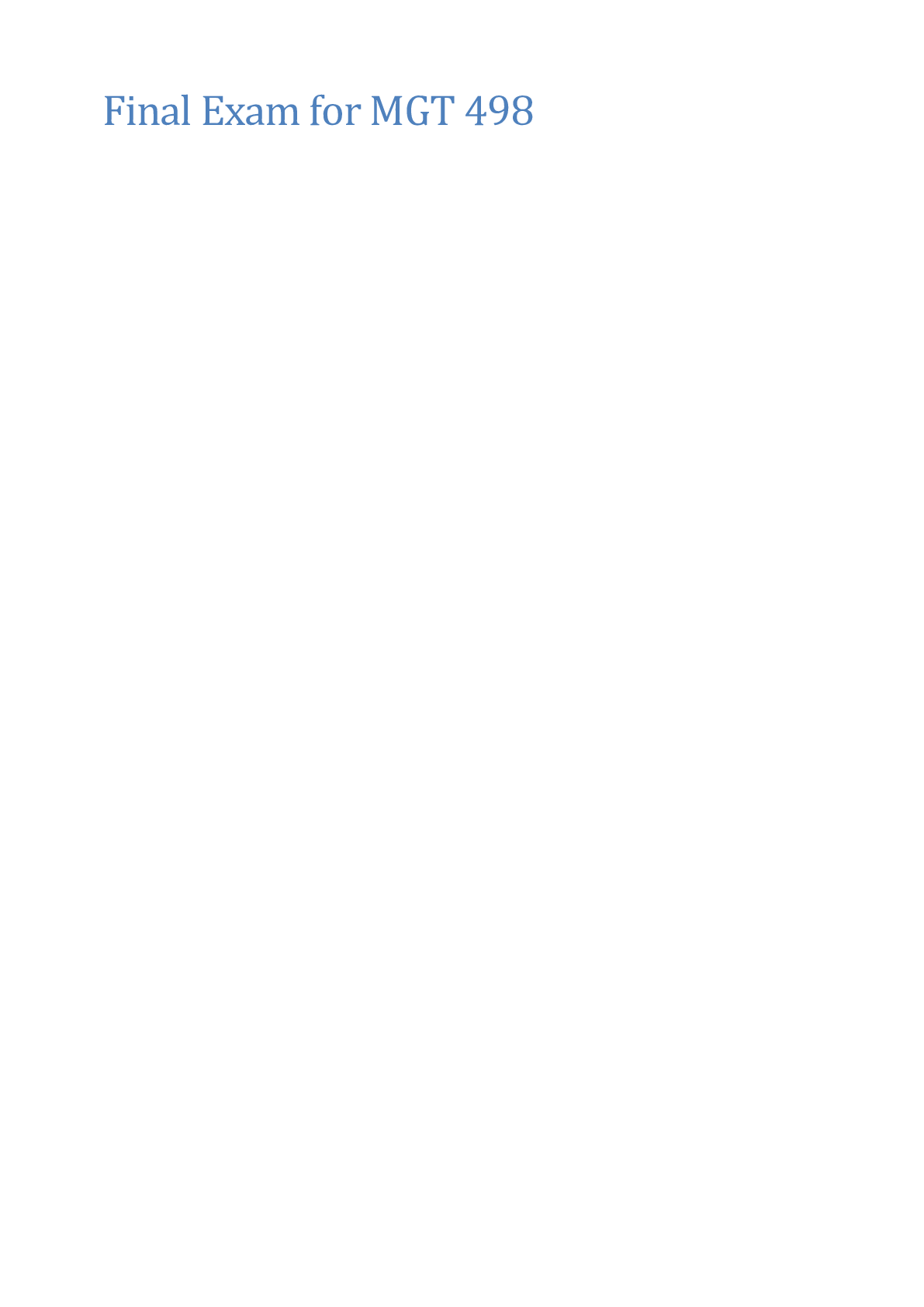 Preview image for MGT 498 Final Exam